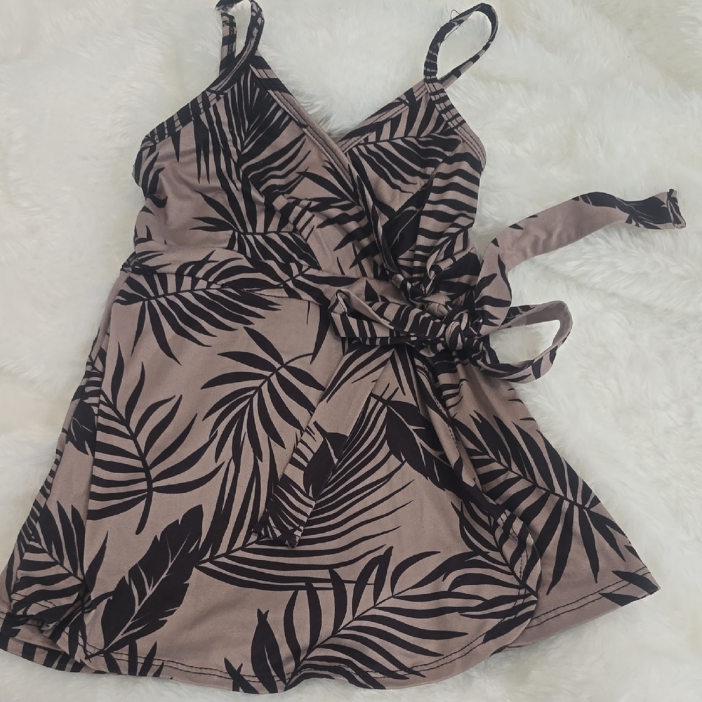 Tropical Leaf Print Kids One Piece